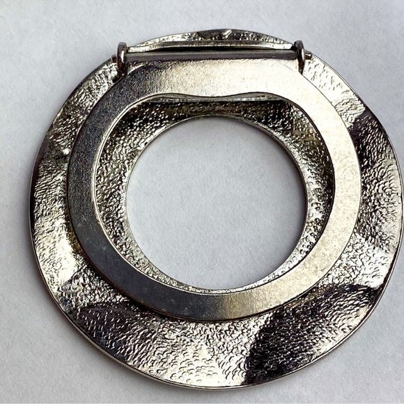 Vintage Lieba USA Round Star Scarf Clip Silver Tone Dress Clip Blouse Clip - Picture 3 of 8